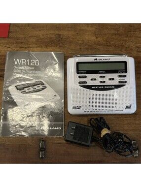 Midland WR-120EZ NOAA Weather Radio Digital All Hazards Alert With Power Supply